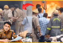 co-anuj-chaudhary-narrowly-escapes-fire-blast-in-sambhal-uttar-pradesh-viral-video
