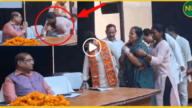 up-bjp-woman-leader-appeals-at-rajya-sabha-mp-feet