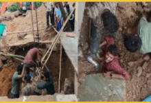 agra-road-collapse-youth-rescued-after-1-hour-in-kalindi-vihar