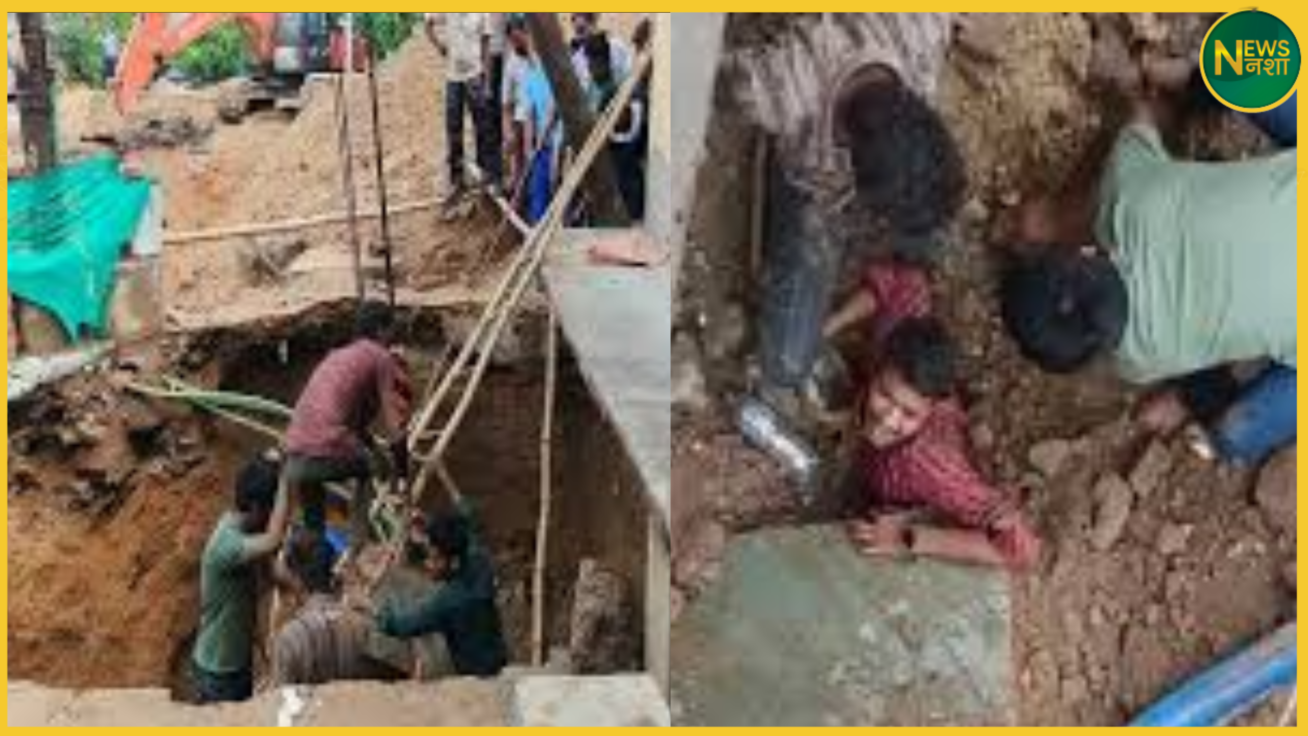 agra-road-collapse-youth-rescued-after-1-hour-in-kalindi-vihar
