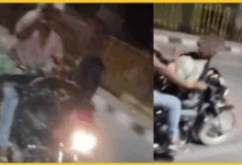 firozabad-bike-couple-romance-viral-video-no-helmet-tank-stunt