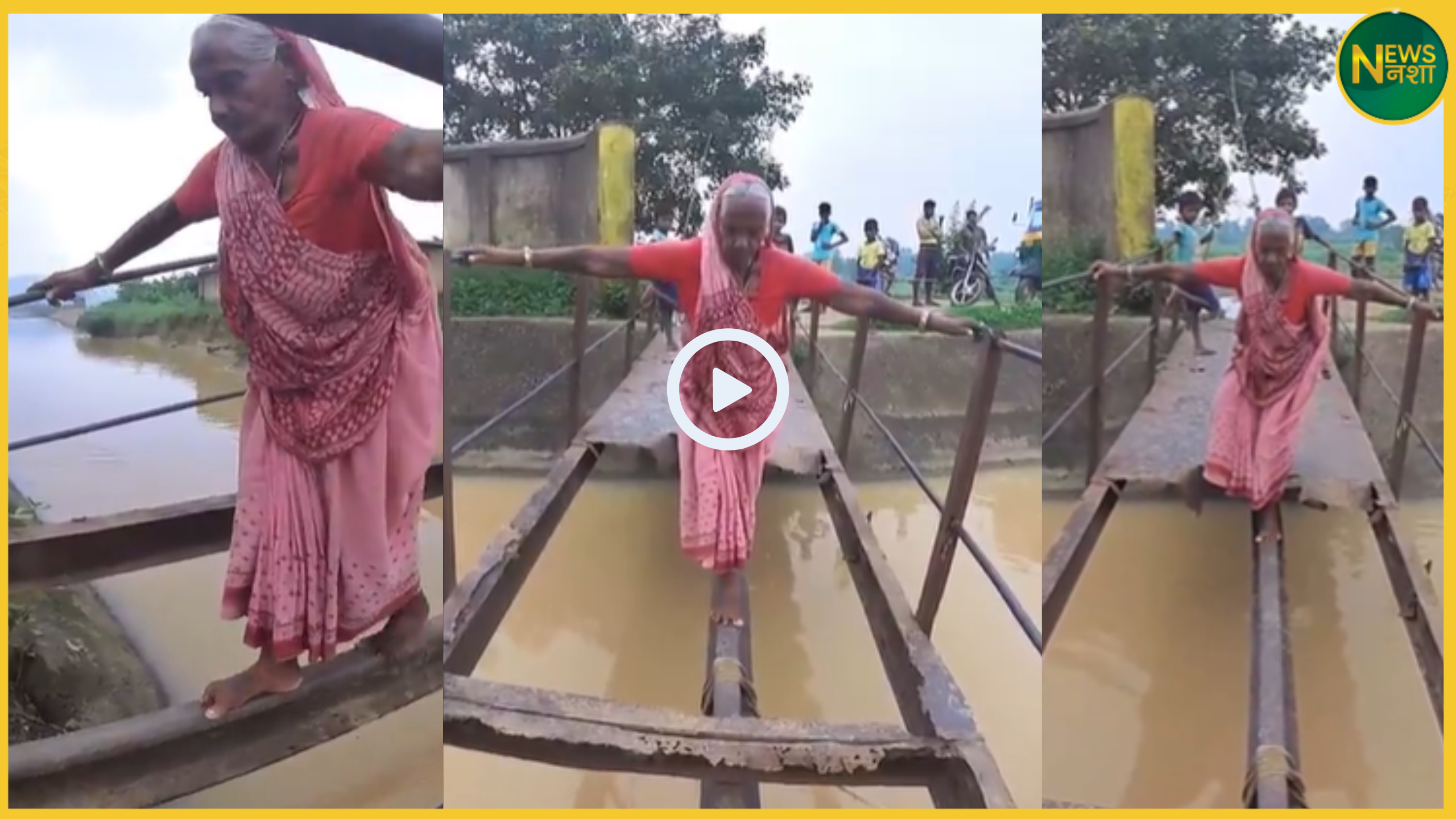 jharkhand-broken-bridge-old-woman-crosses-social-media-action