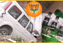 lucknow-scropio-accident-bjp-sticker-beer-bottle