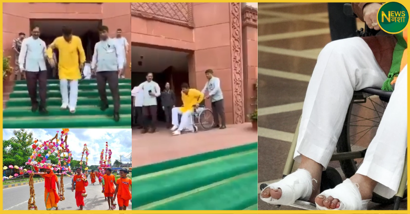 manoj-tiwari-kanwar-yatra-wheelchair-sansad-devghar-2025