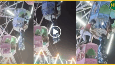 balodabazar-bhatapara-aakash-jhula-accident-woman-hangs-30-feet-video-viral