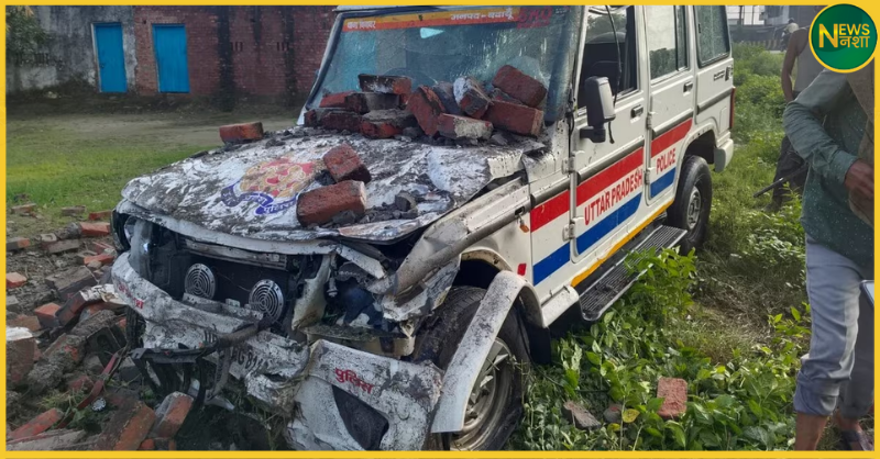 badaun-police-vehicle-accident-tyre-burst-constable-injured