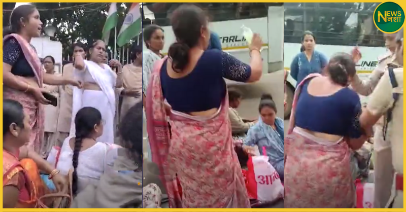 raipur-protest-woman-leader-ashwani-sonwani-drinks-phenyl-compassionate-appointment-demand/