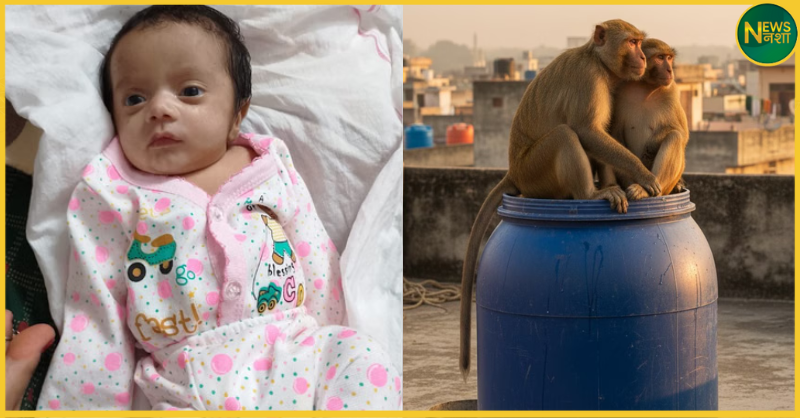 sitapur-monkey-attack-two-month-baby-death-in-water-drum