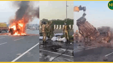 aligarh-gt-road-accident-5-dead-car-canter-fire